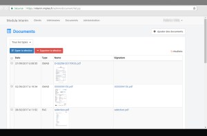 Interface de sélection des documents