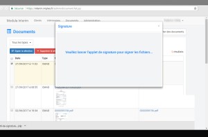 Interface pour lancer l'applet de signature